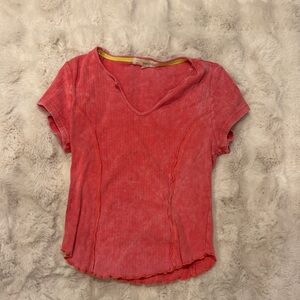 Rewind Coral Pink Short Sleeve Tee with Lime Trim